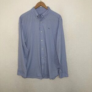Vineyard Vines Performance Classic Fit Whale Shirt Mens L Preppy Picnic Ivy